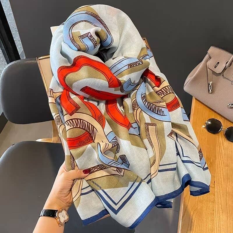 Equestrian Red / Blue Scarf – Horseshoe Collection