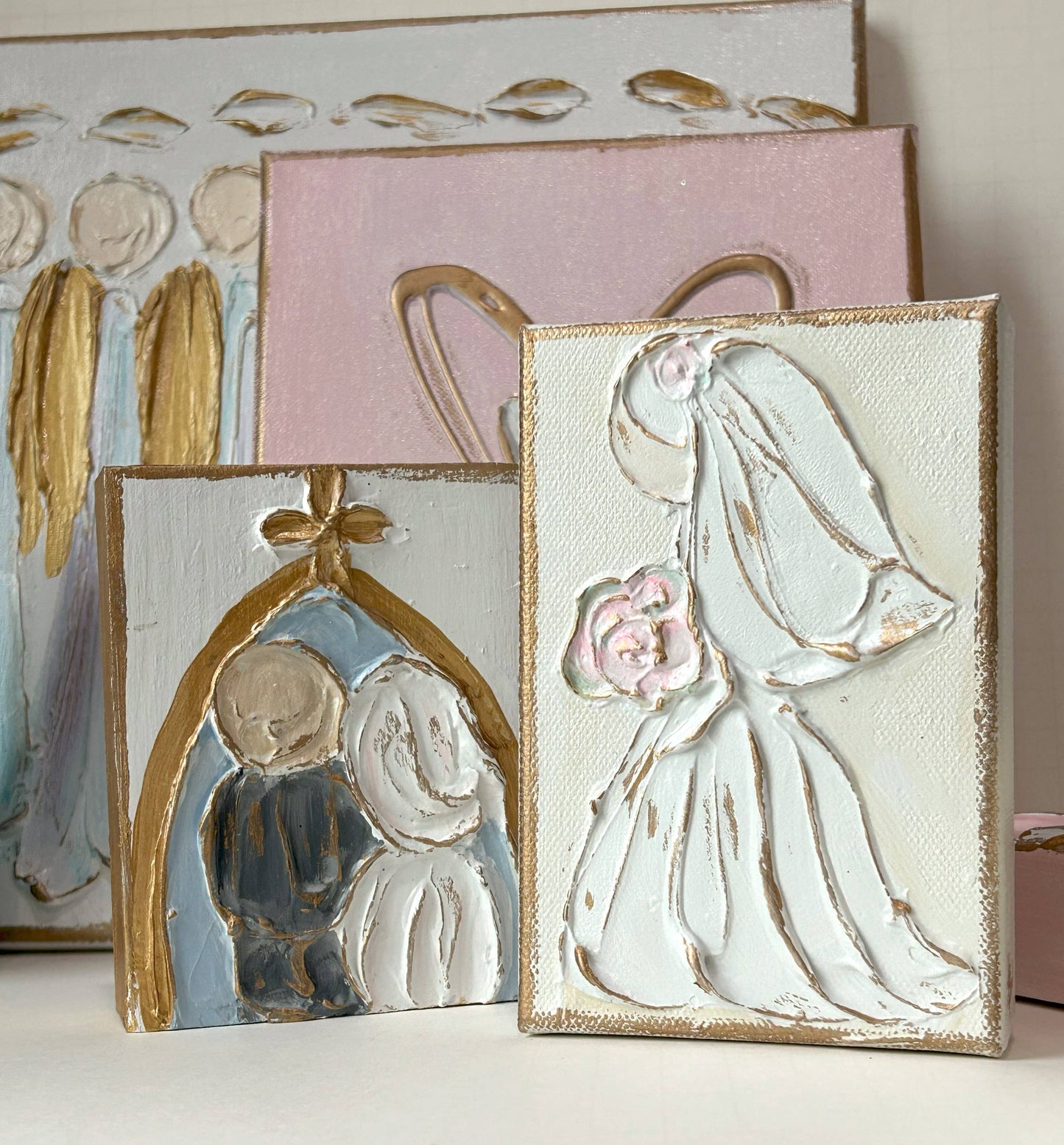 At the Church Door - Bride and Groom Wedding textured block