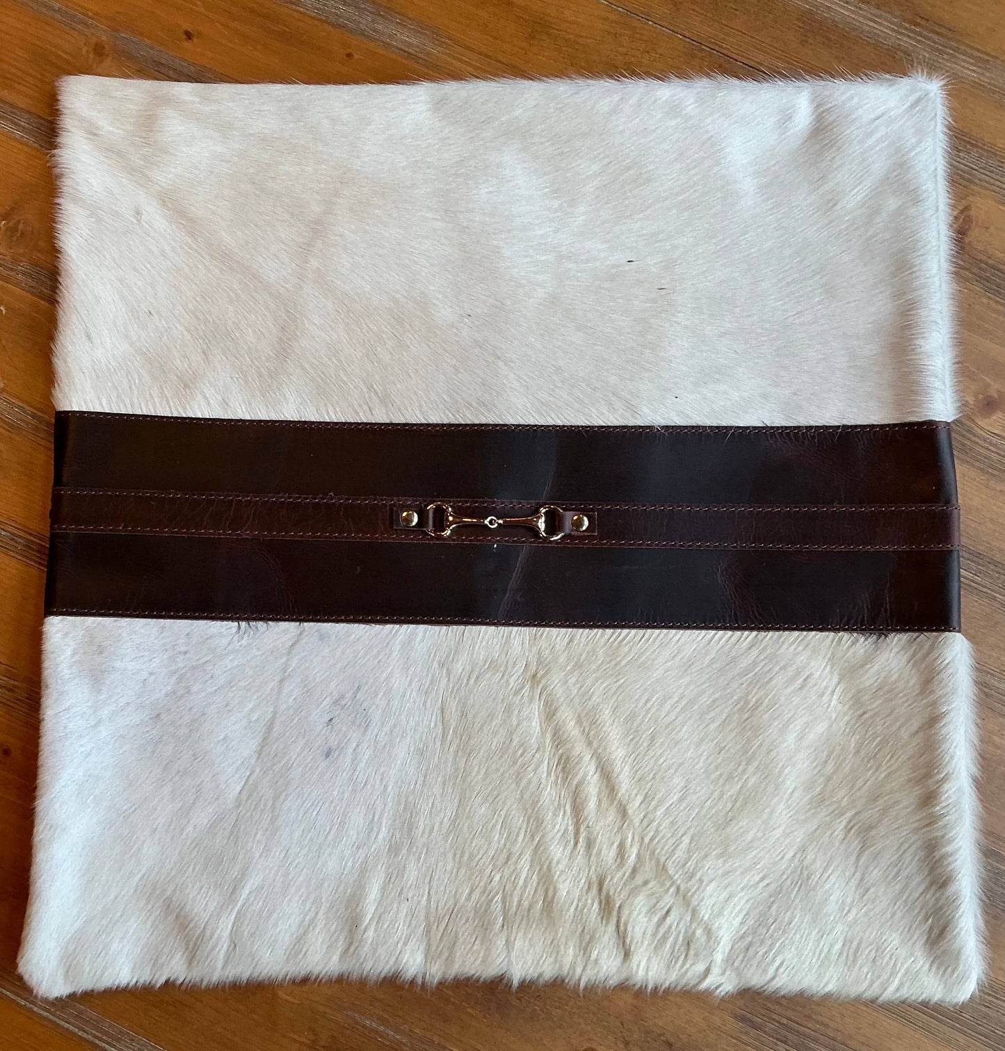 Snaffle Bit Cowhide Leather Pillow Cover 18”: #2