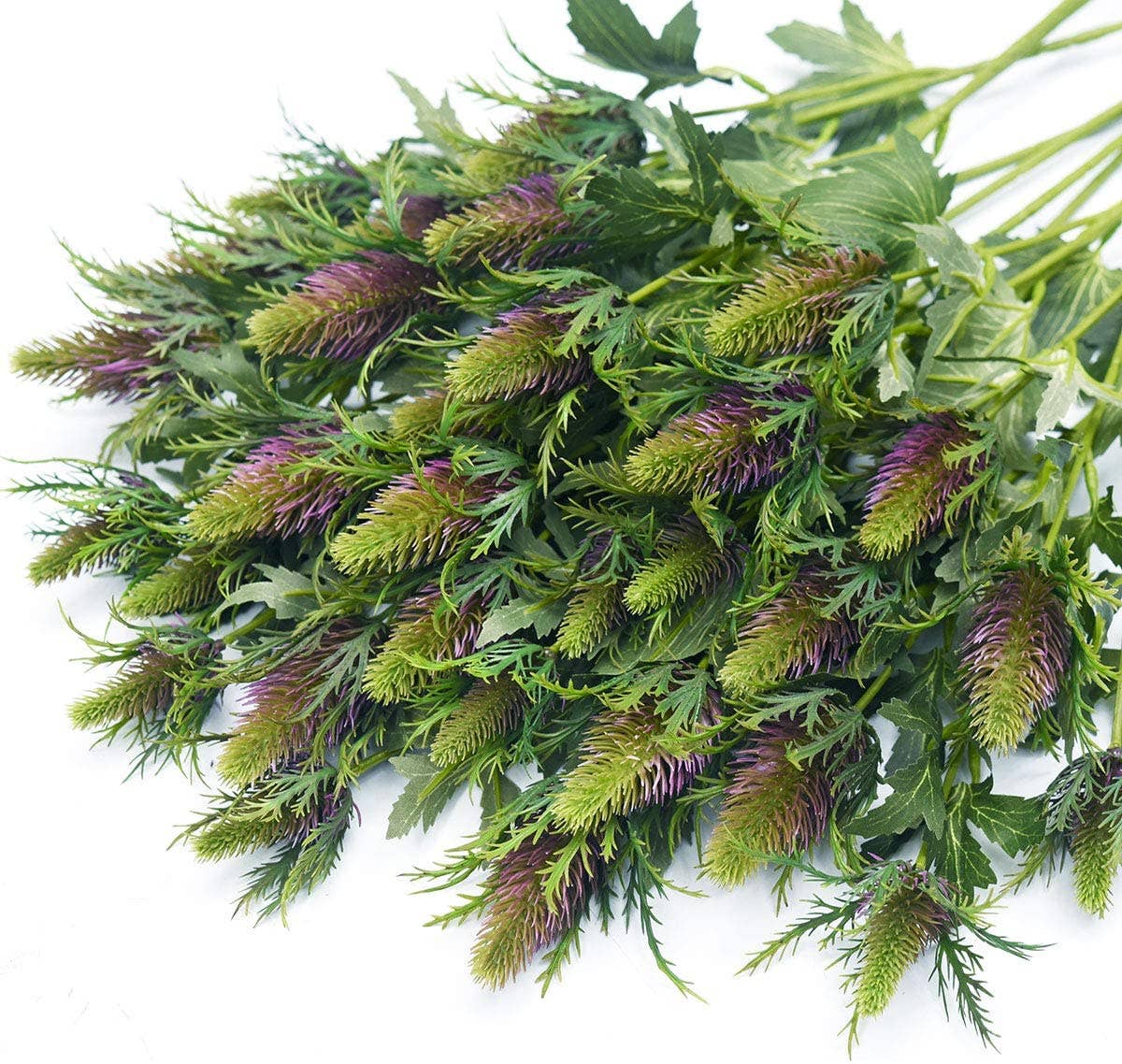 26" Artificial Real Size Sea Holly Thistle : Plum Green