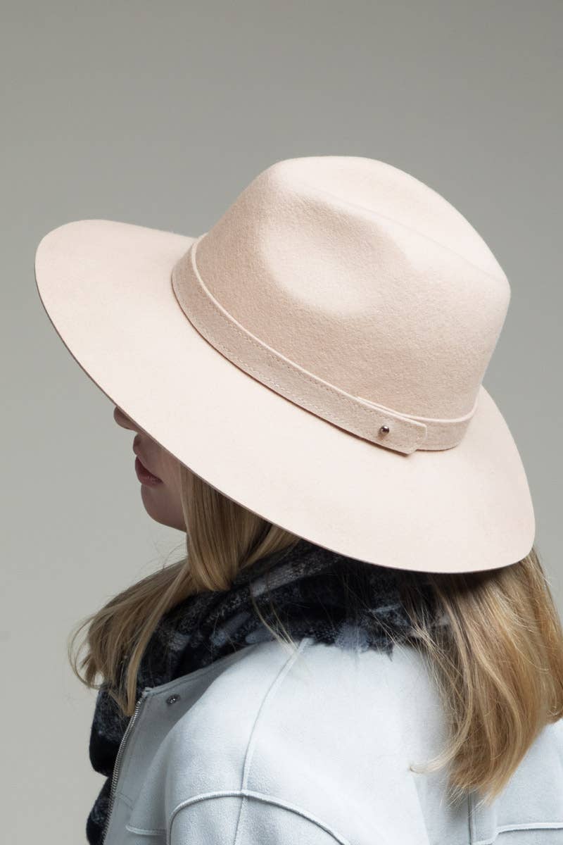 100% Wool Simplistic Panama Hat: Black / OS