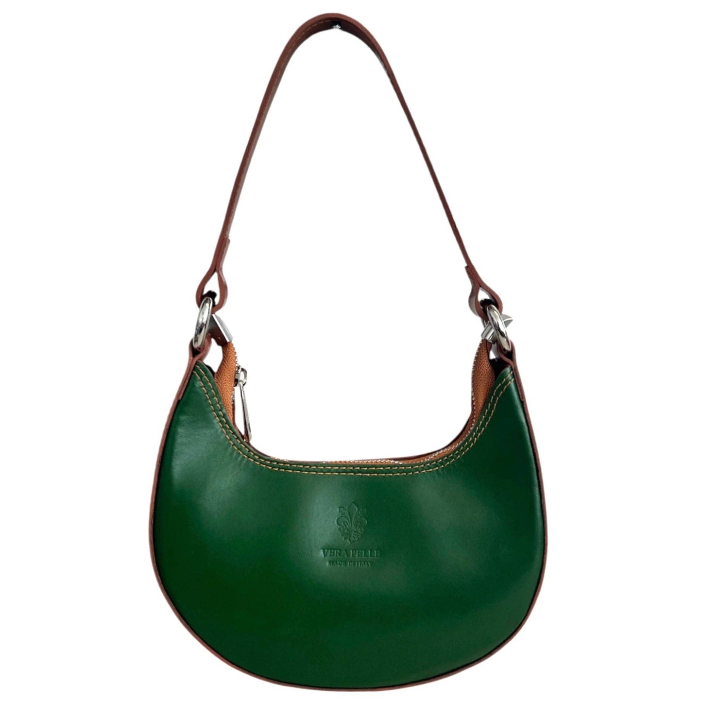 Modarno Women's Handbag with Removable Handle Bicolor in Genuine Cowhide Leather 21x5x12 cm: Sable