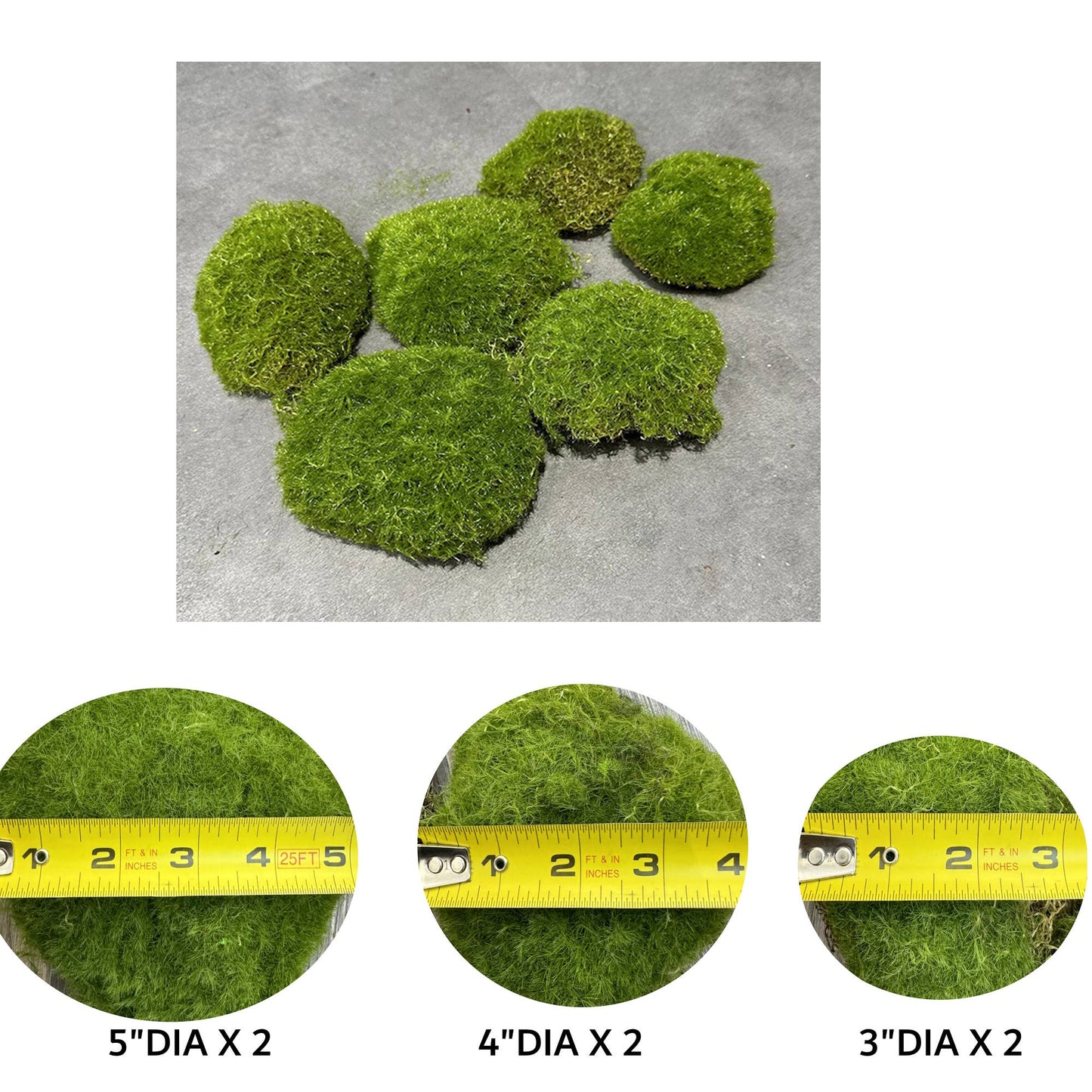 Pack of 6-Large Lifelike Mixed Sizes Artificial Moss Ball