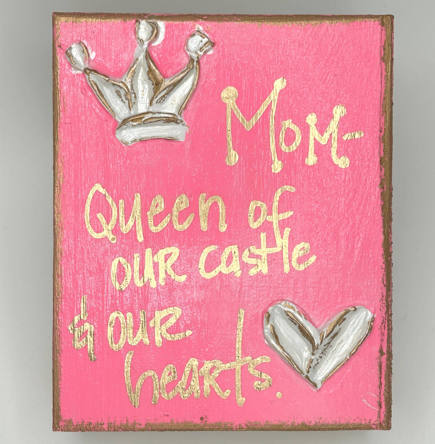 Mother's day gift block |  Cross  Crown  Heart  Love: Cross "Her children call..."