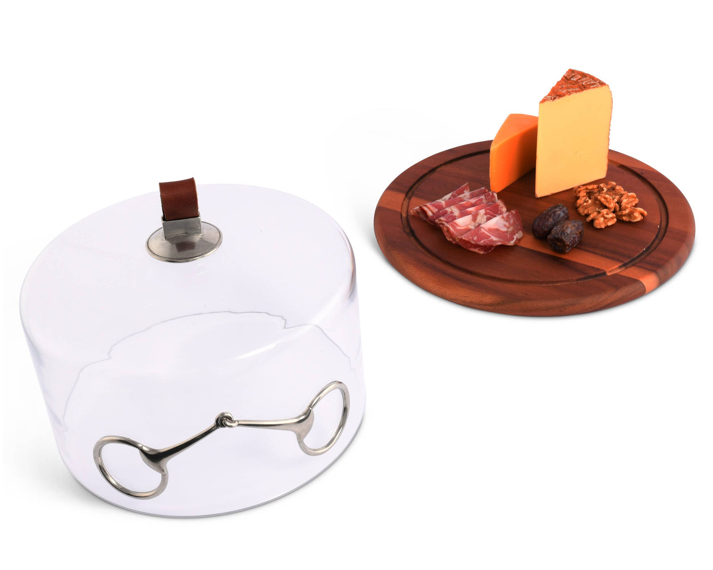 Horse Bit Glass Covered Cheese Wood Board: Wood 6.5" D