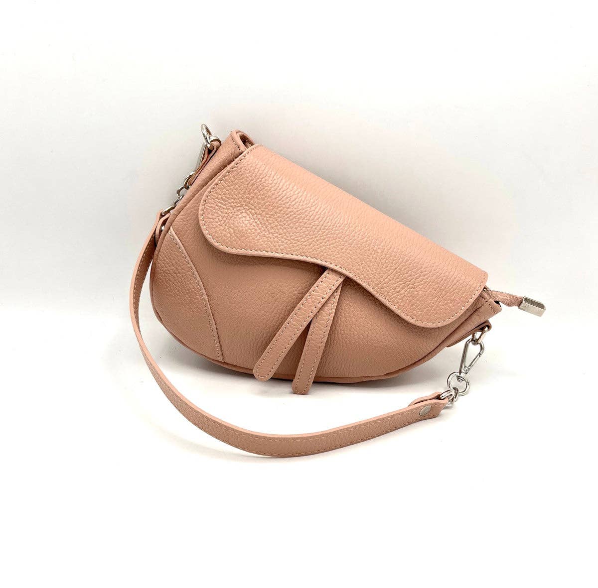 English Saddle Genuine Leather Saddle Shoulder Bag ~ Beige