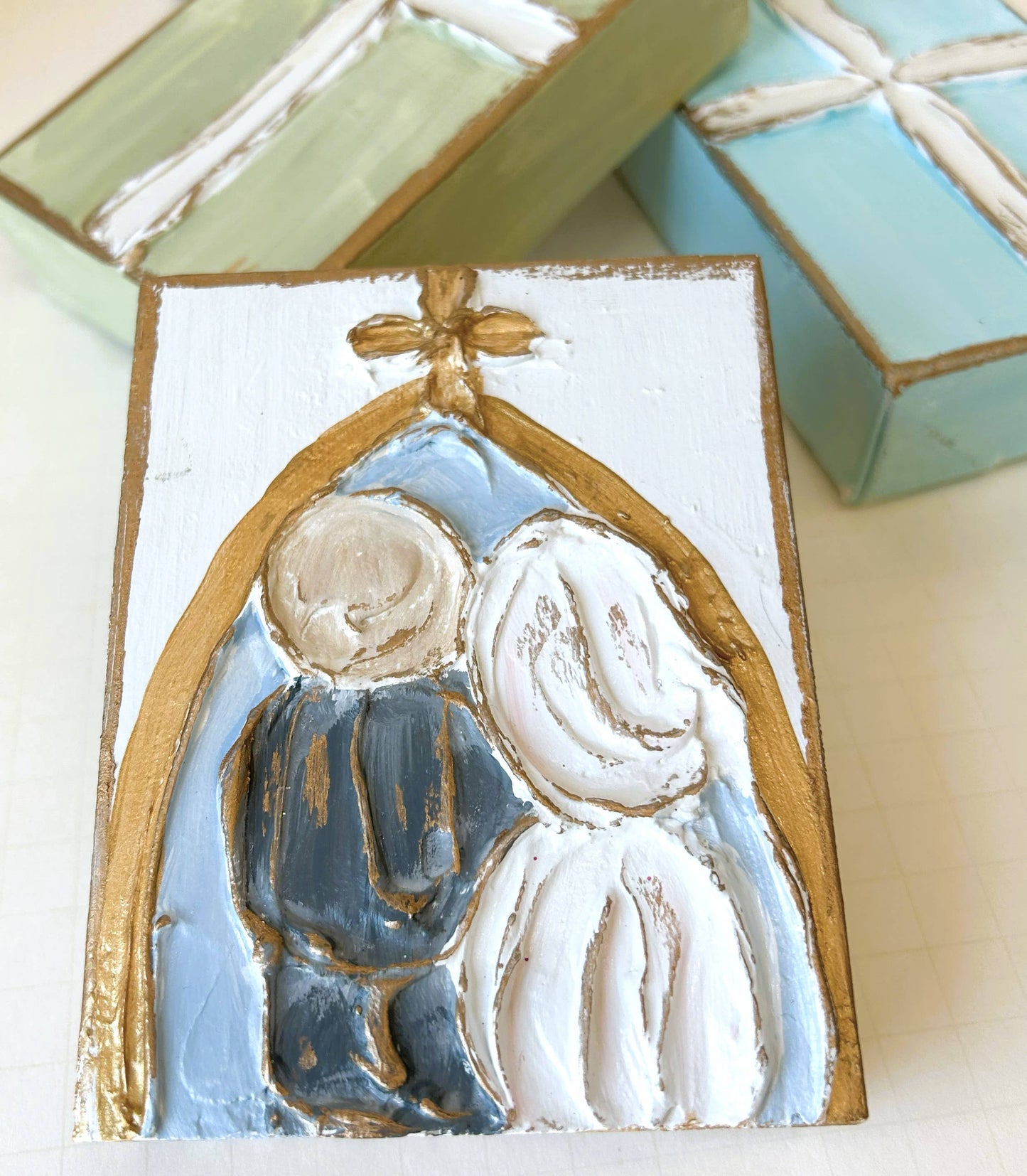 At the Church Door - Bride and Groom Wedding textured block