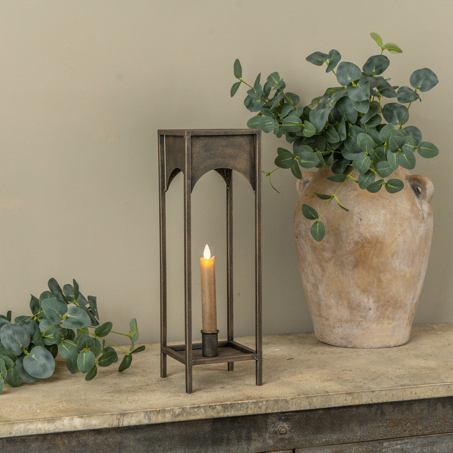 15" LORRAINE TAPER CANDLE LANTERN