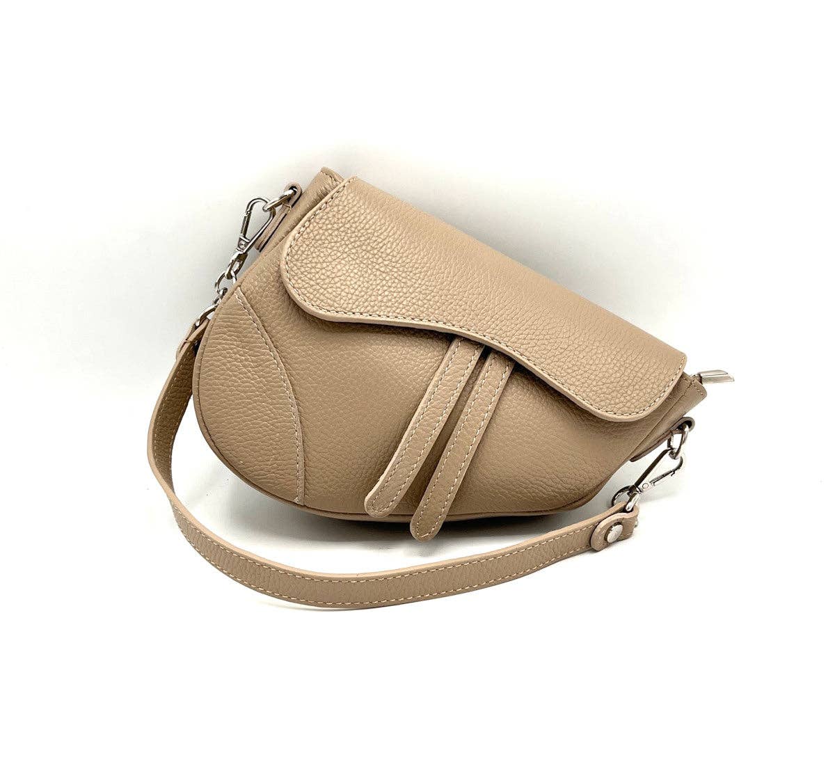 English Saddle Genuine Leather Saddle Shoulder Bag ~ Beige
