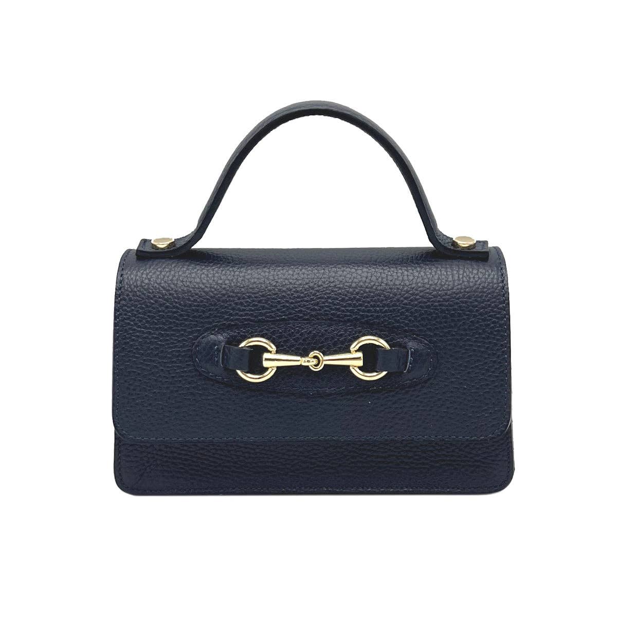 Genuine Leather Horse Bit Handbag with Chain. Made in Italy ~ Green