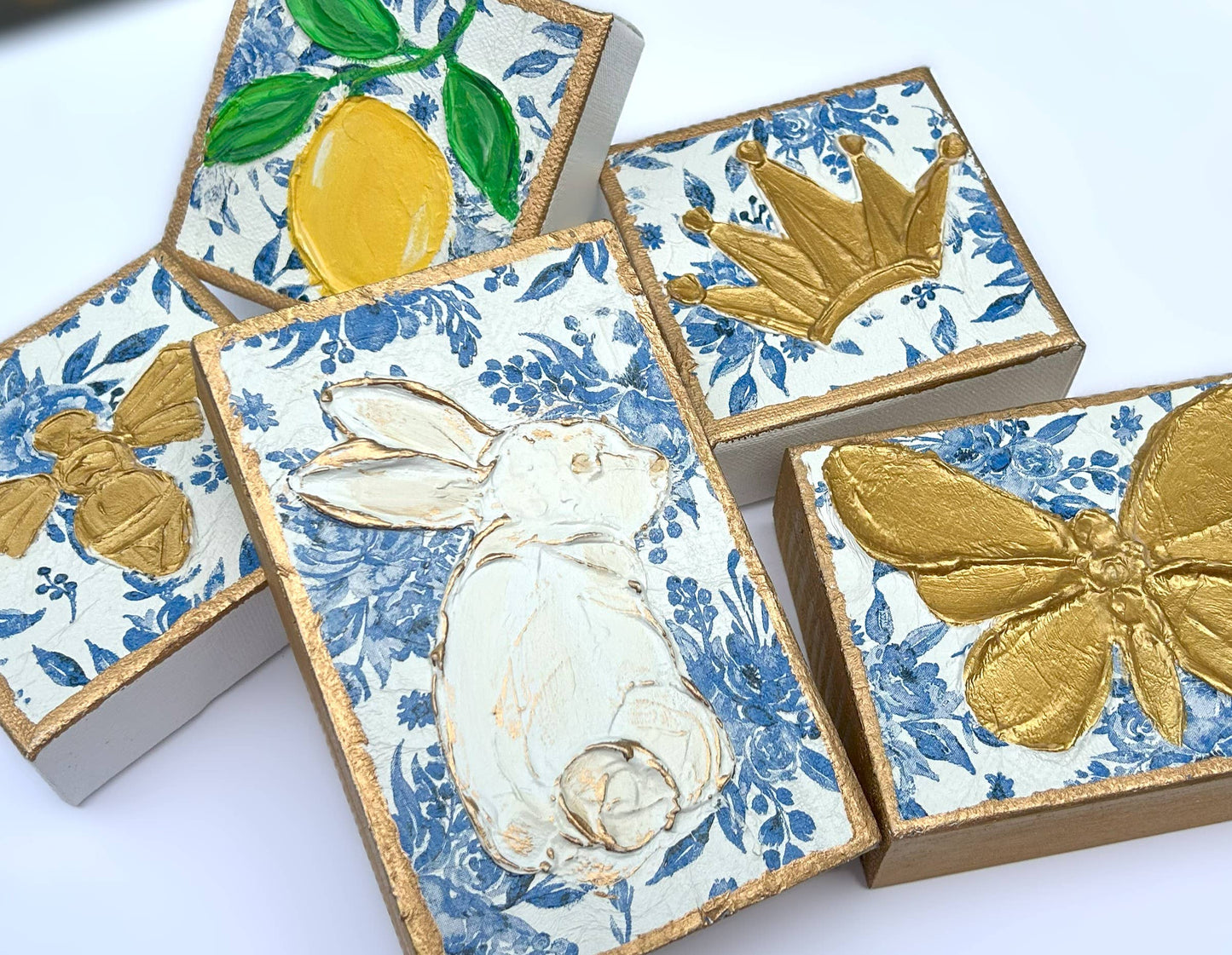 Chinoiserie Art Minis | botanicals blue white bridal tea : Lemon