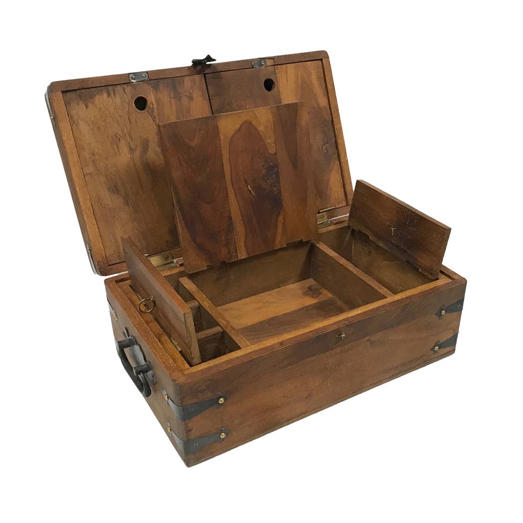 Teak Wood Captain's Writing Chest