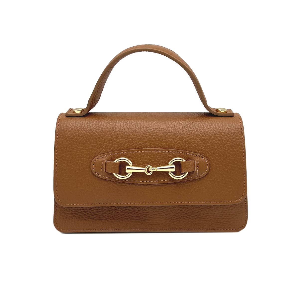 Genuine Leather Handbag with Chain, Made in Italy~ Fuchsia