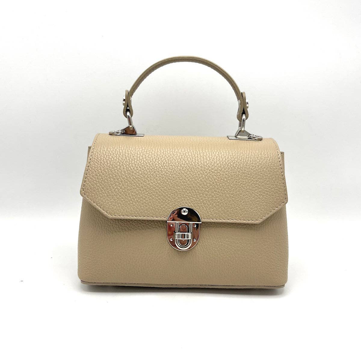 Genuine leather shoulder bag, for women, made in Italy ~ Camel