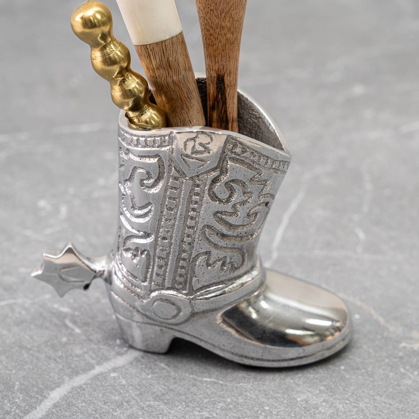 Nickel Etched Cowboy Boot Holder