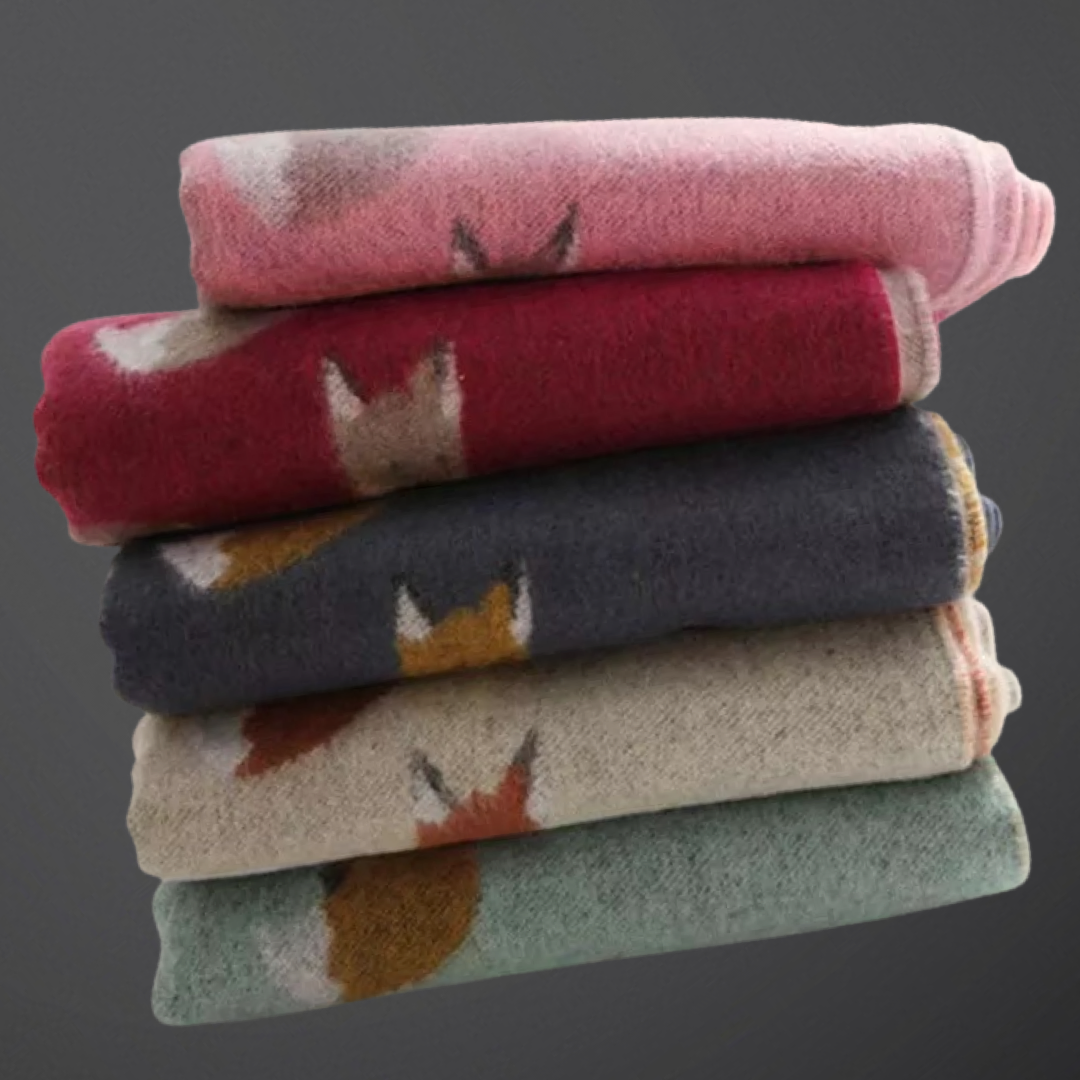 Tallyho Mr Fox Soft Winter Scarf Shawl: Beige/Cantaloupe