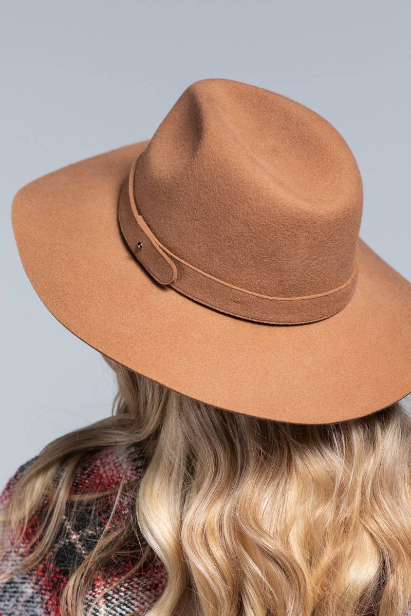 100% Wool Simplistic Panama Hat: Black / OS