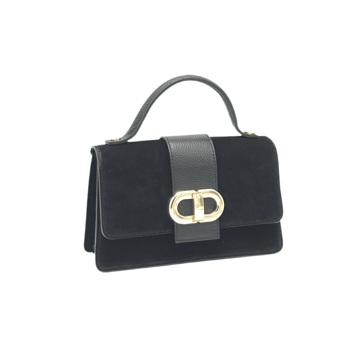Suede leather clutch bag with chain, Made in Italy, art. 112633: Taupe