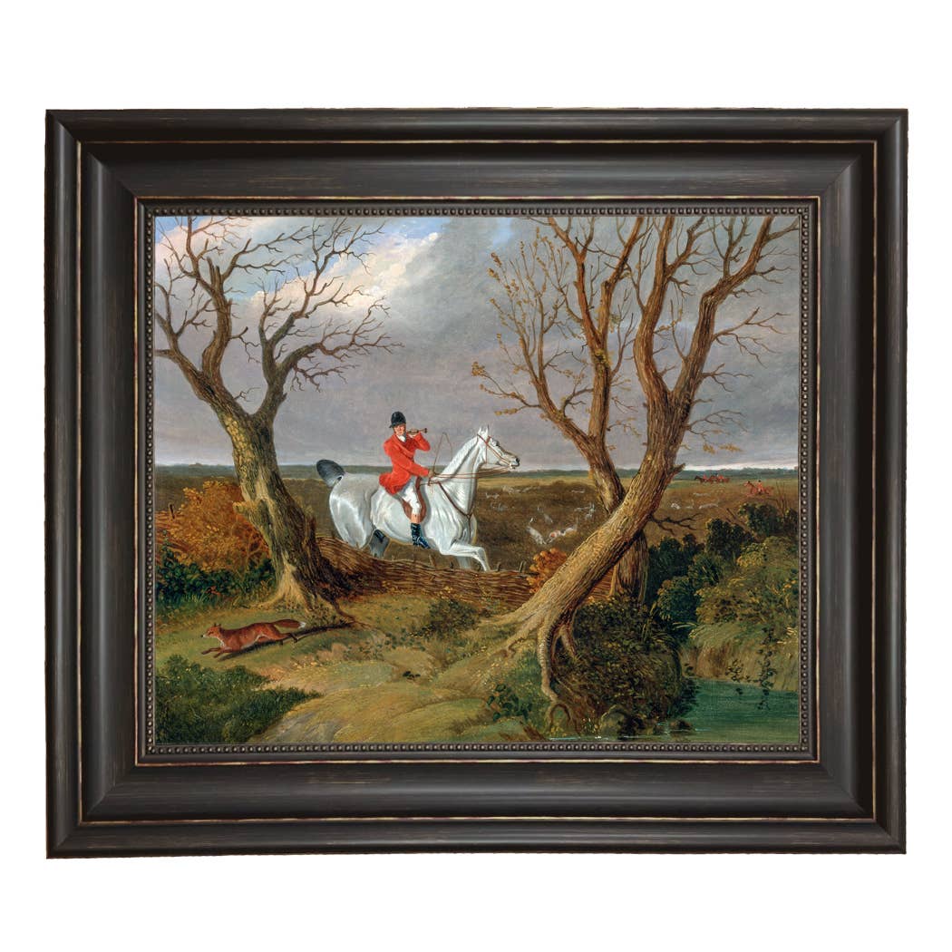 The Suffolk Hunt Vintage Painting Print on Canvas: Antiqued Black/Gold / 8" x 10"