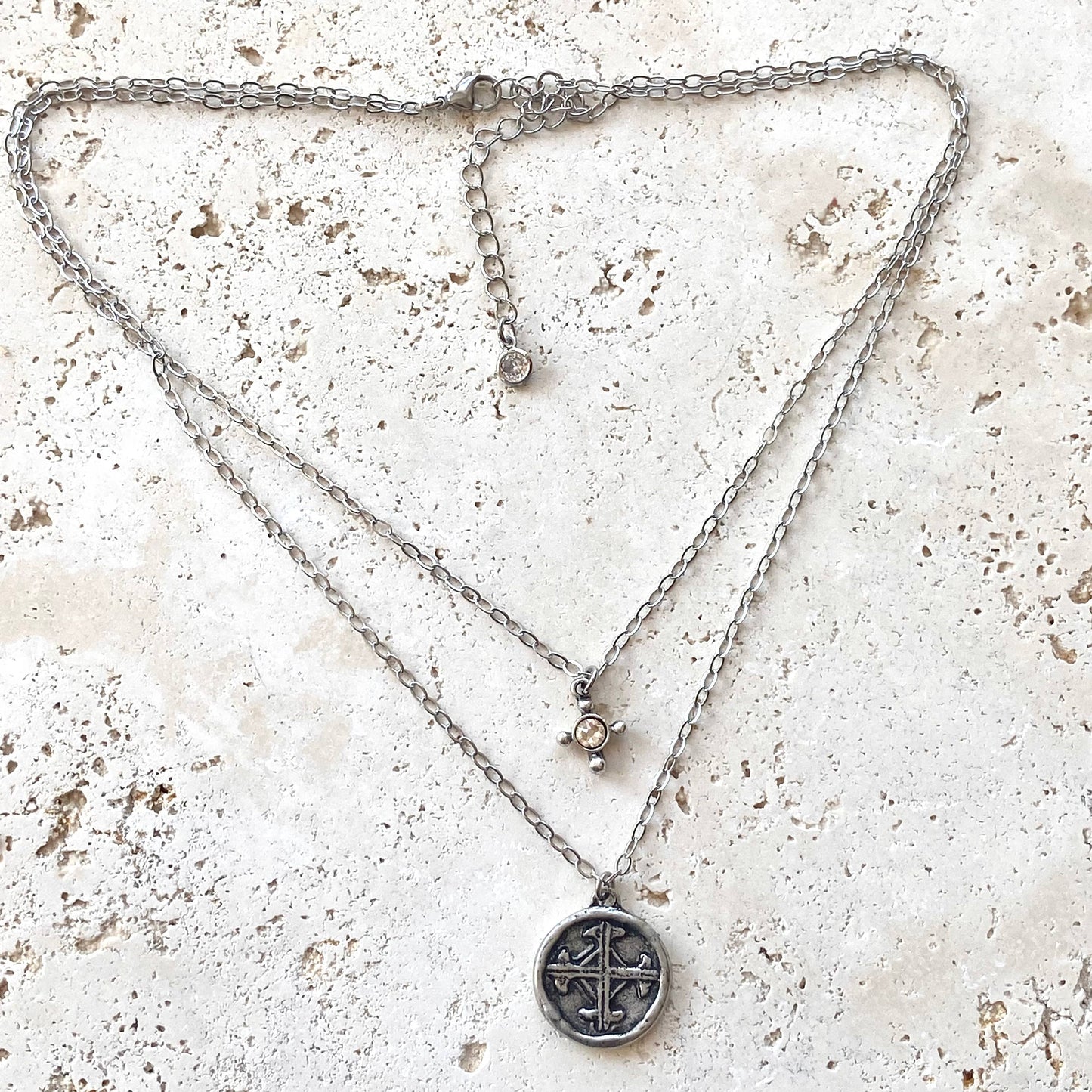 Serenity cross necklace religious Julio  jewelry prayer: Gold