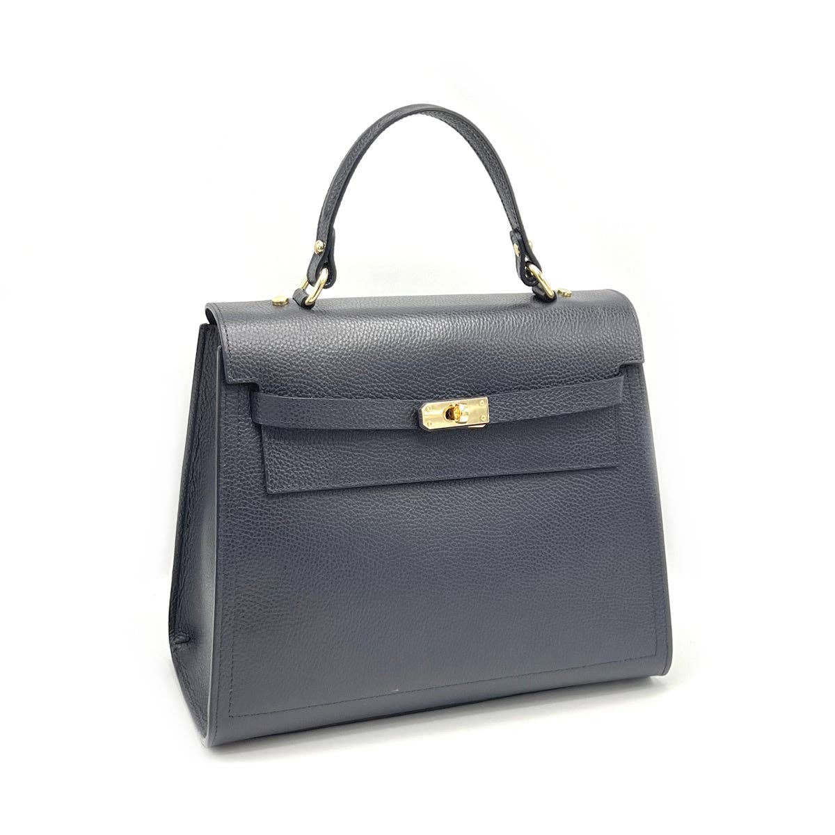 Genuine leather top handle bag XL, Made in Italy, art. 112634: Camel
