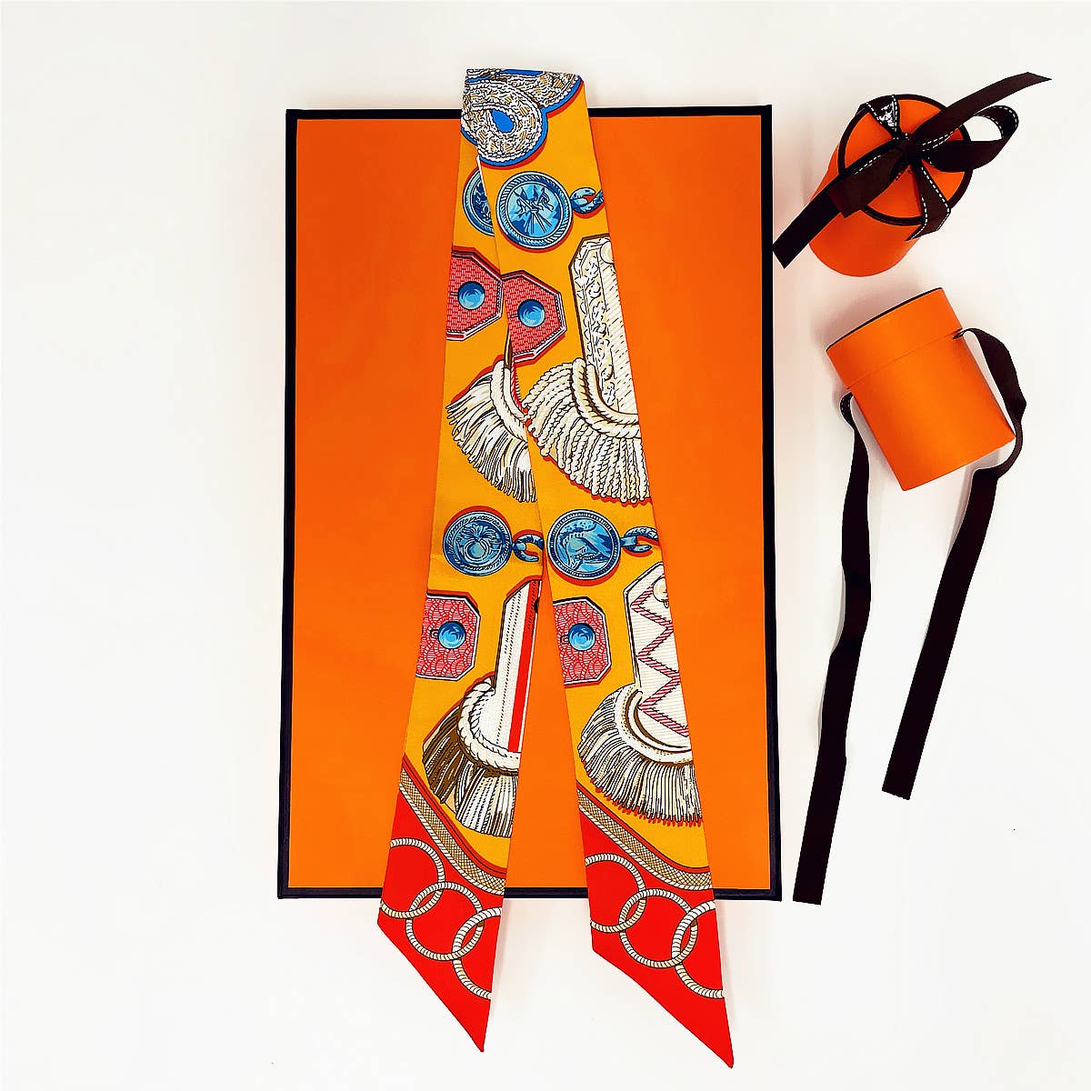 Epaulette Twilly Scarf and Box: Orange