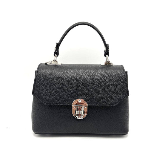 Genuine leather shoulder bag Made in Italy ~ Black