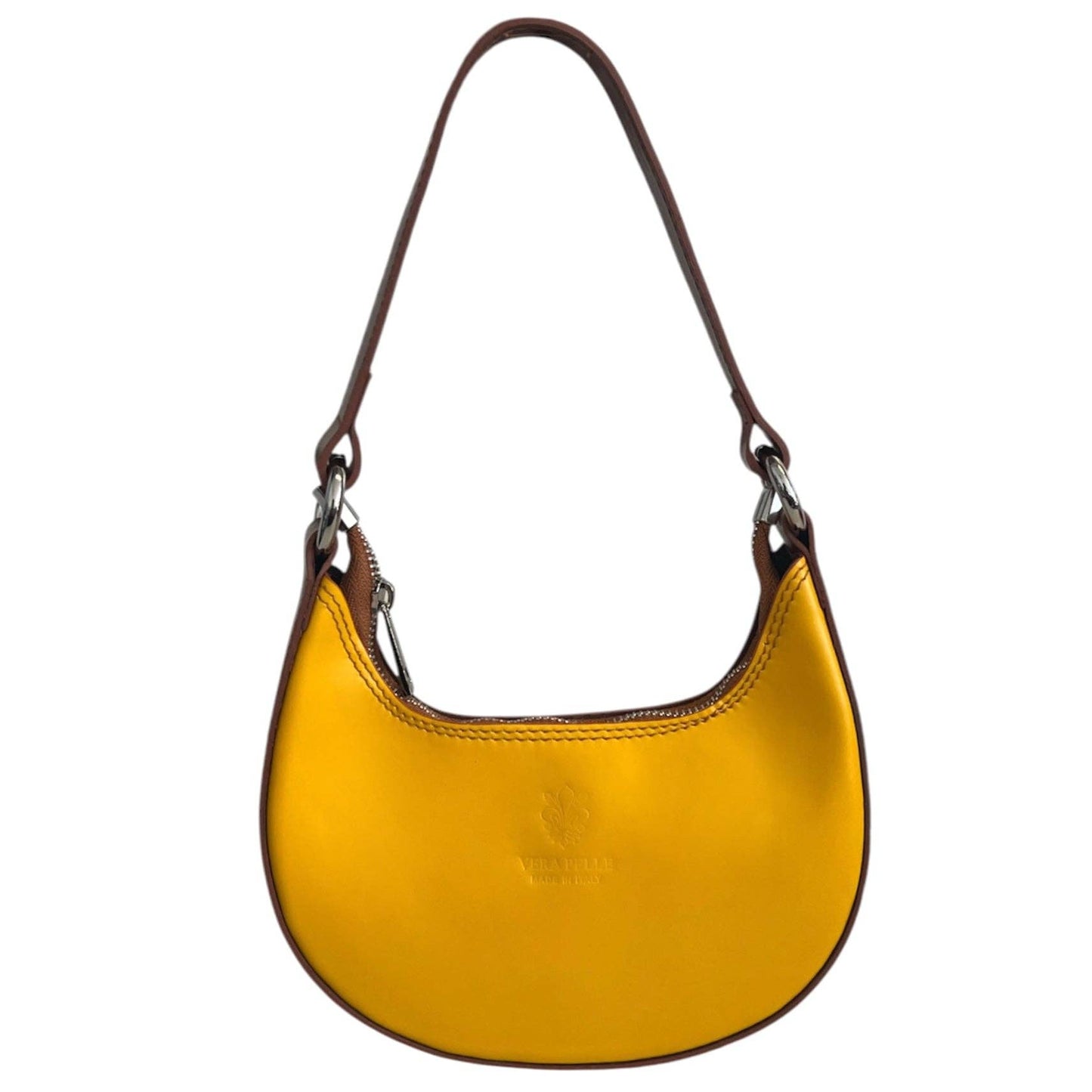 Modarno Women's Handbag with Removable Handle Bicolor in Genuine Cowhide Leather 21x5x12 cm: Sable