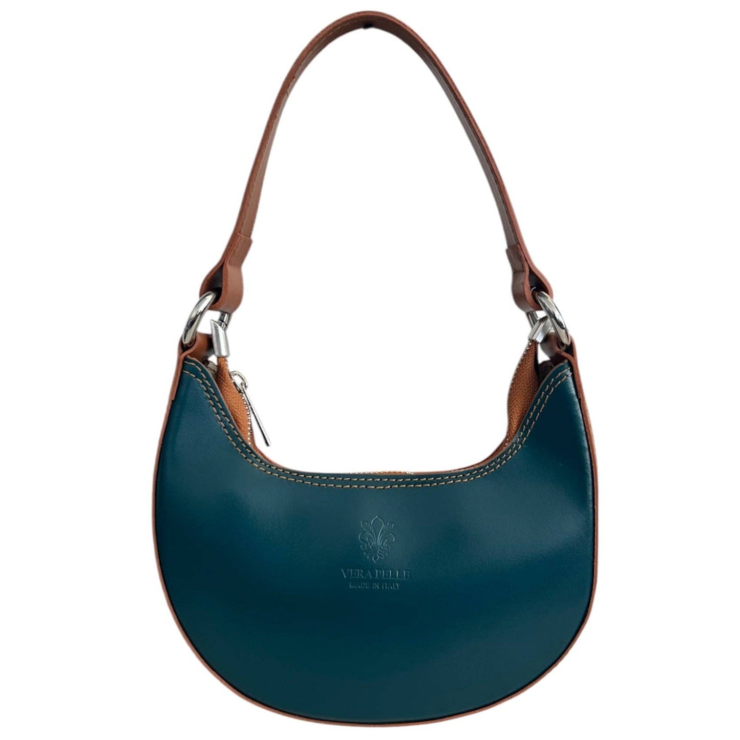 Modarno Women's Handbag with Removable Handle Bicolor in Genuine Cowhide Leather 21x5x12 cm: Sable
