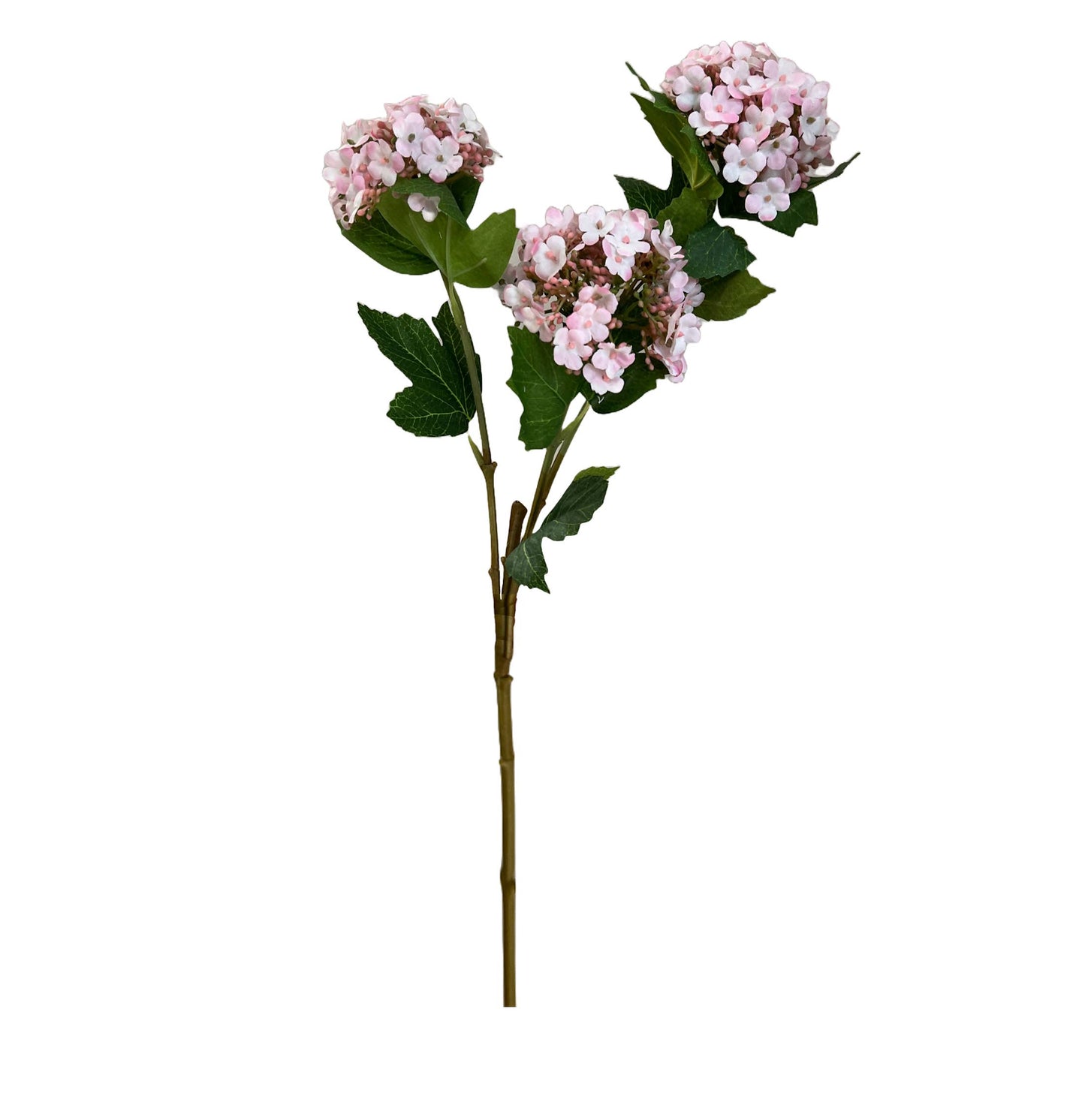 27"-3 Blooms-faux Snowball hydrangea spray: Pink