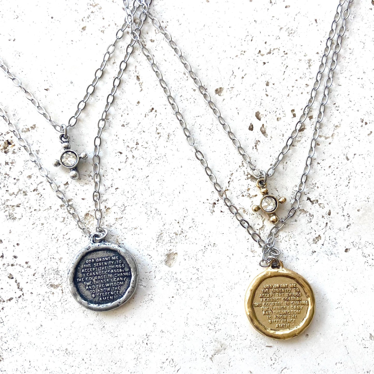 Serenity cross necklace religious Julio  jewelry prayer: Gold