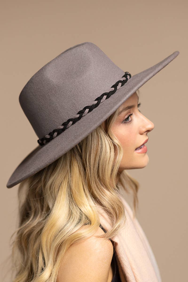 100% Wool Panama Hat & Braid: Grey / OS