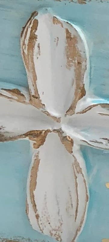 Traditional Cross handmade textured wood block: Sage background