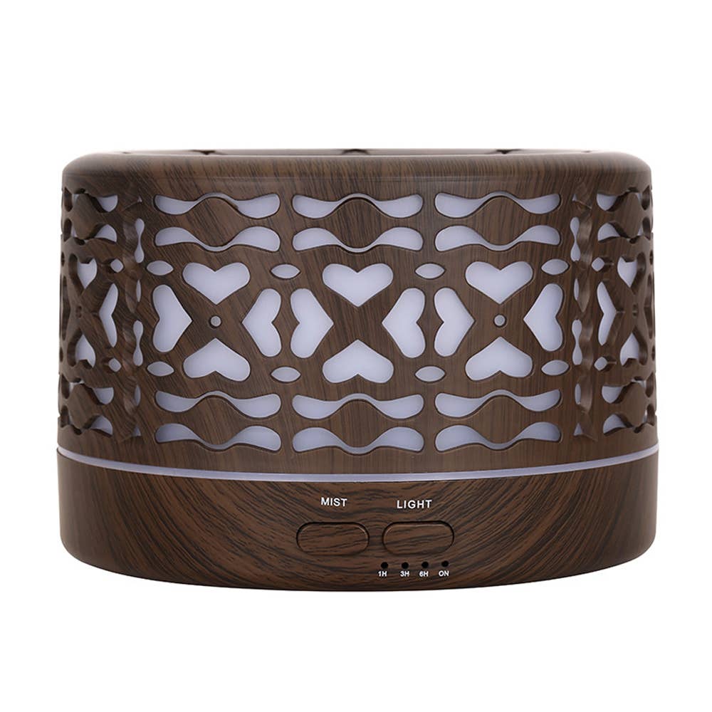 Designer 700ml Ultrasonic 5 in 1 Home Diffuser, Hearts: Light Wood