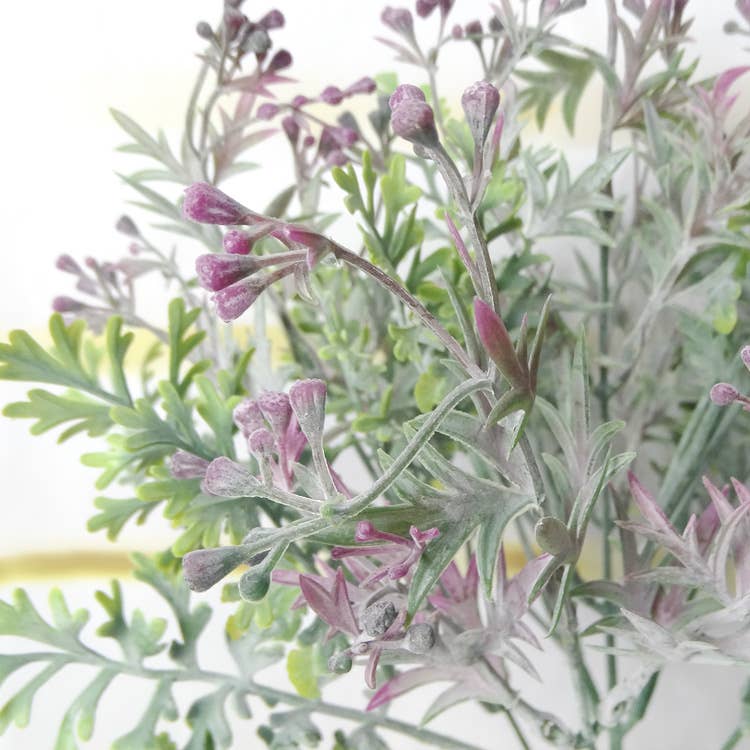 14" Artificial Flocked frosty Dusty Miller Bush: Blush Pink