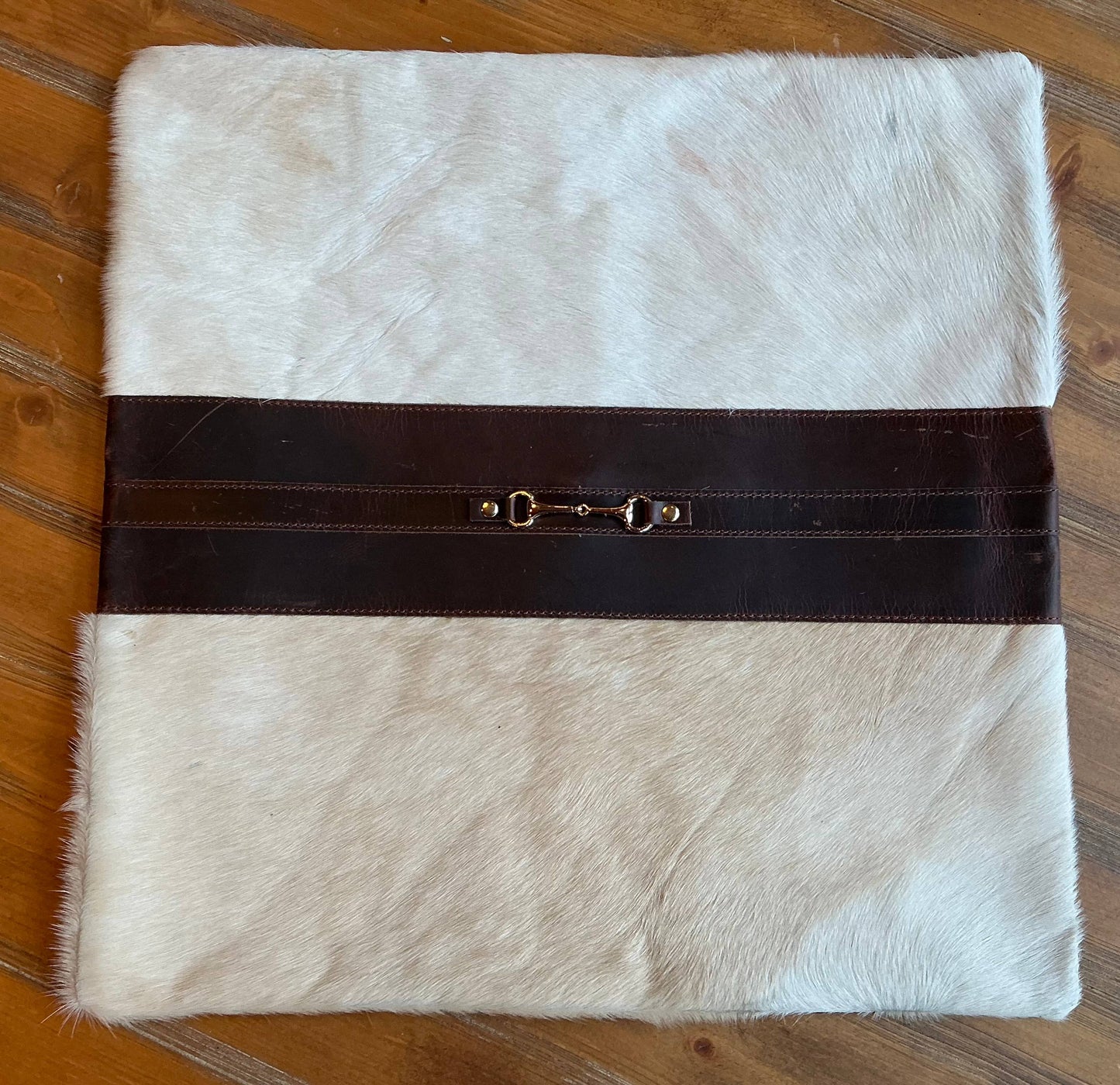 Snaffle Bit Cowhide Leather Pillow Cover 18”: #2