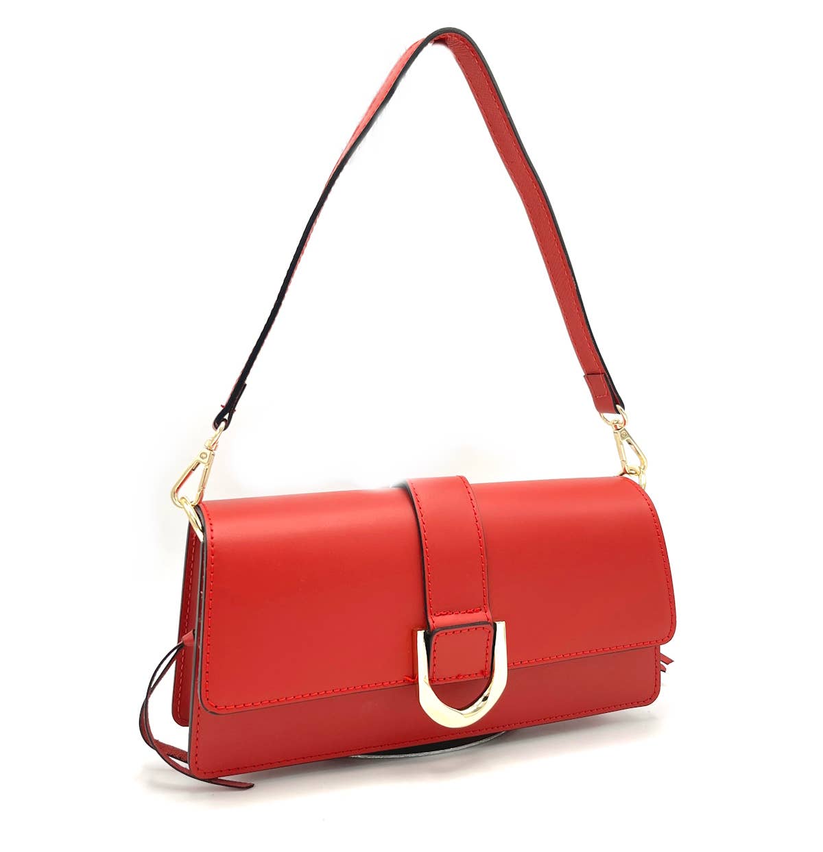 Genuine Leather Shoulder Bag, Made in Italy ~ Dark Blue