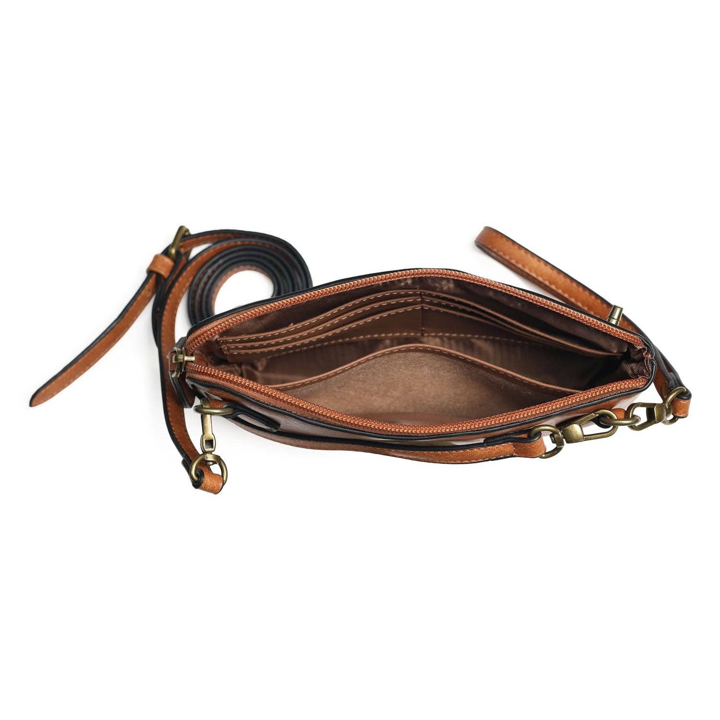 AWST Int'l Lila Vintage Snaffle Bit Clutch Crossbody Bag: Brown