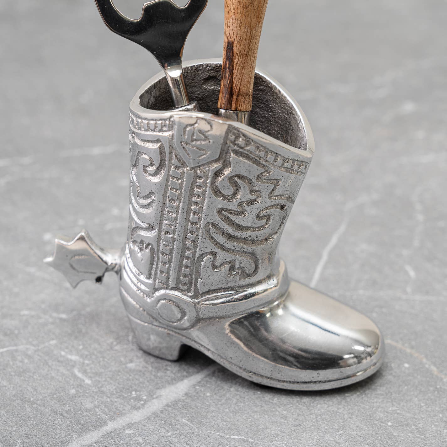 Nickel Etched Cowboy Boot Holder