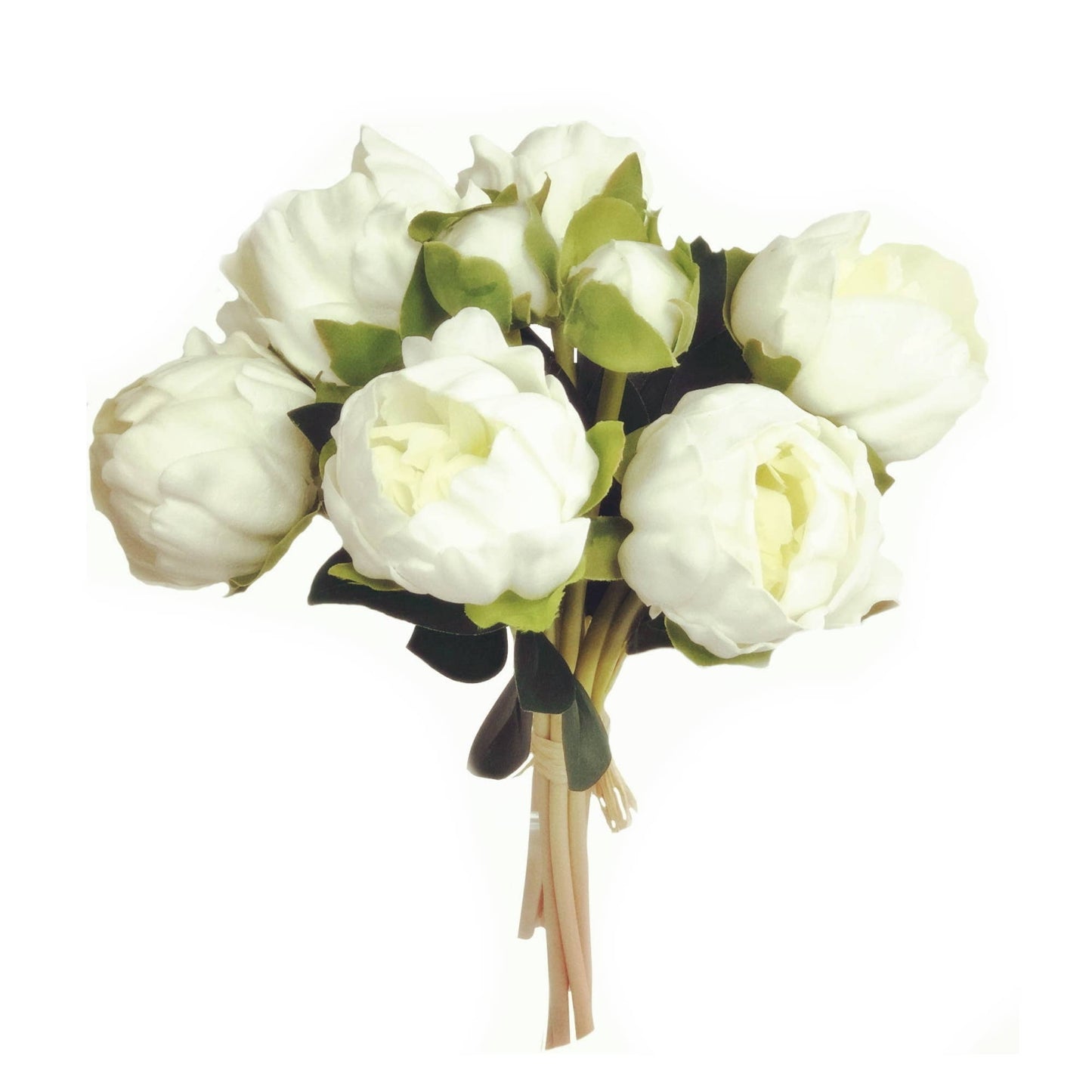 10.5" Real touch artificial Peony bundle-7 Flowers and buds: Ivory