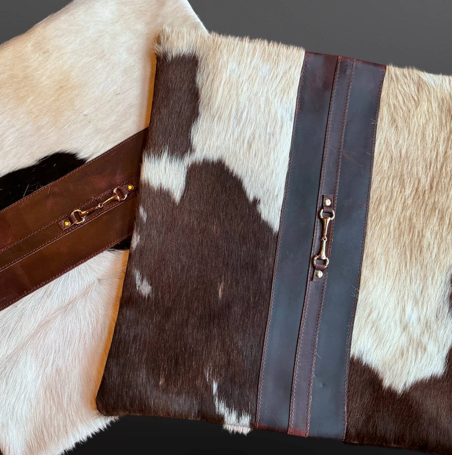 Snaffle Bit Cowhide Leather Pillow Cover 18”: #2