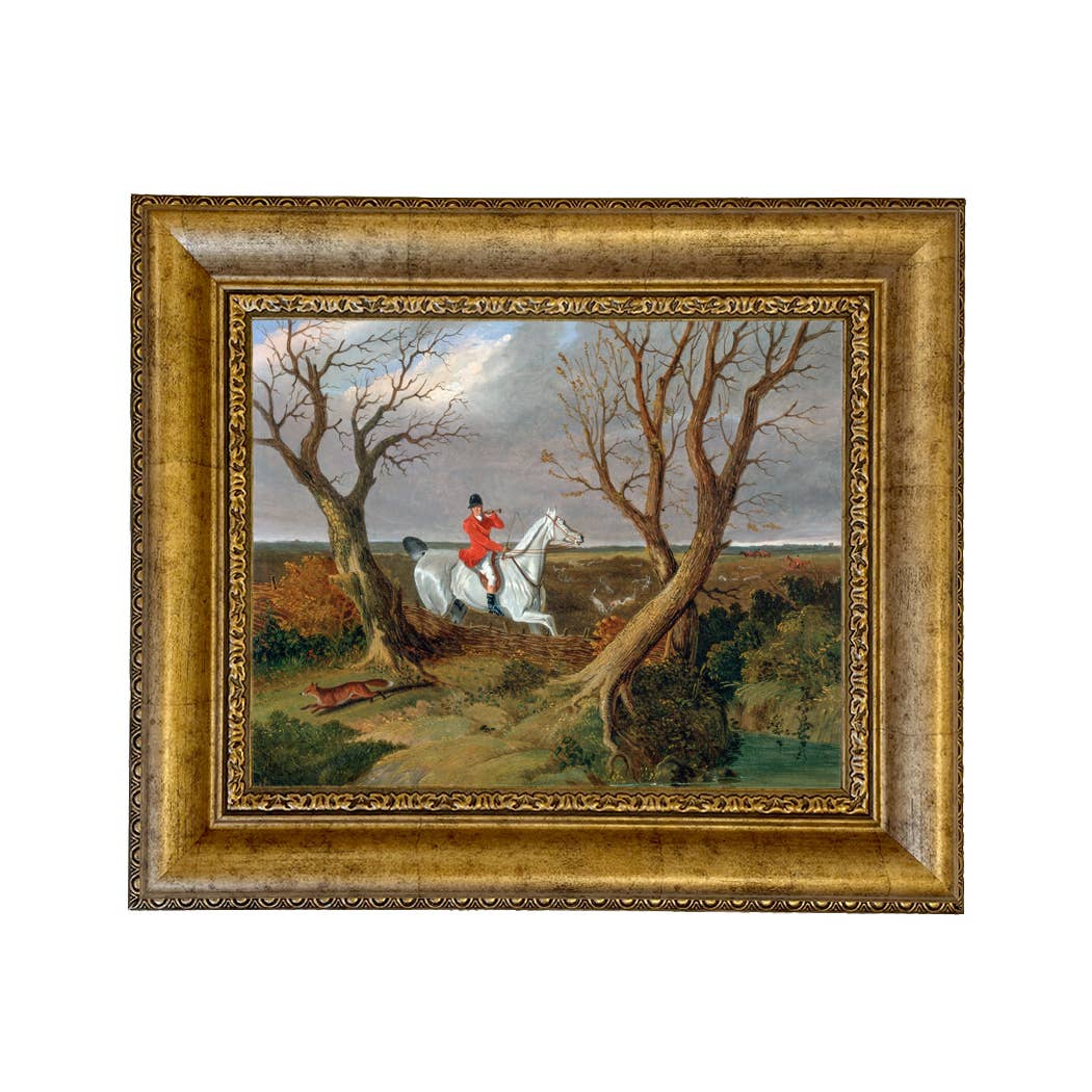 The Suffolk Hunt Vintage Painting Print on Canvas: Antiqued Black/Gold / 8" x 10"