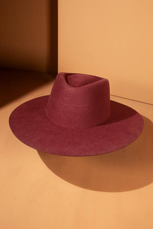100% Australian Wool Triangular Panama Hat-Blank: RASPBERRY / OS