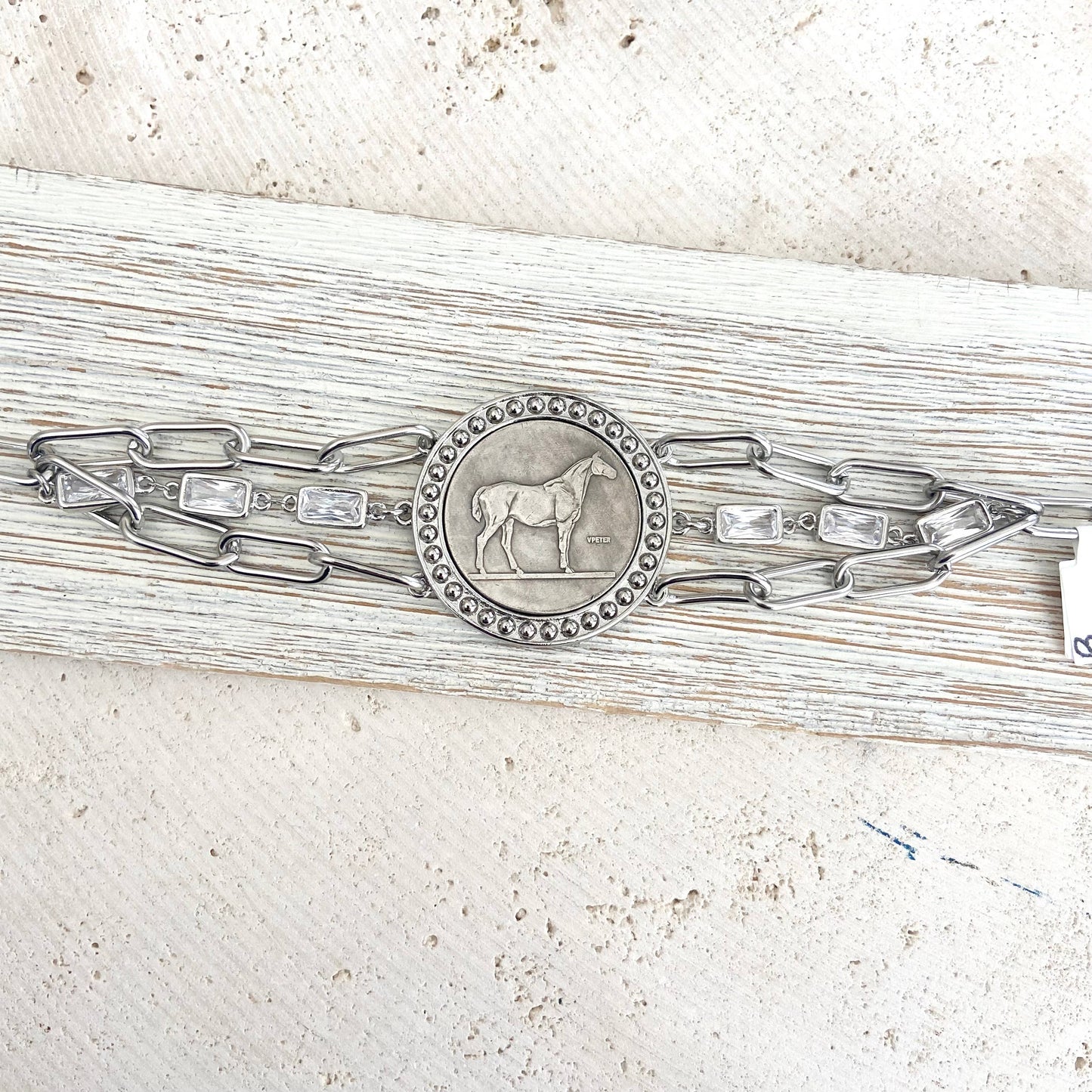 Horse jewelry coin bracelet country western derby equestrian: All gold