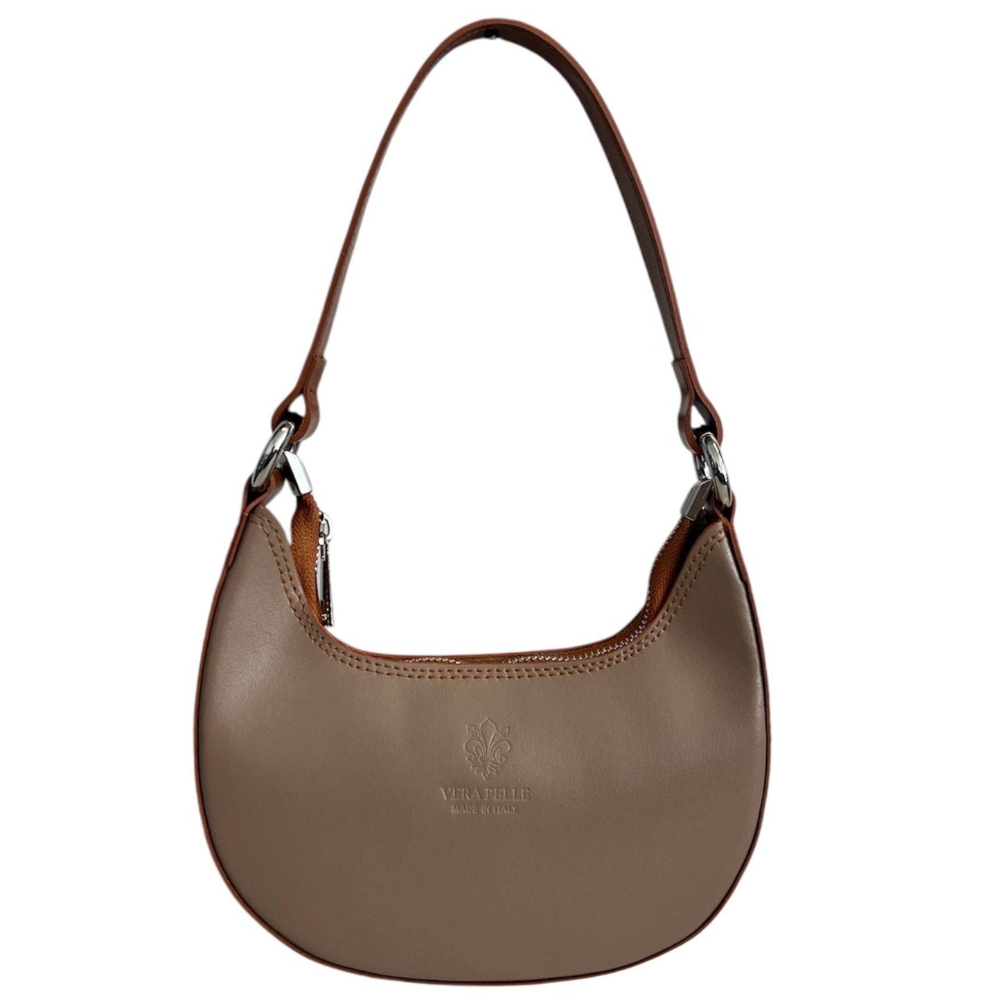 Modarno Women's Handbag with Removable Handle Bicolor in Genuine Cowhide Leather 21x5x12 cm: Sable