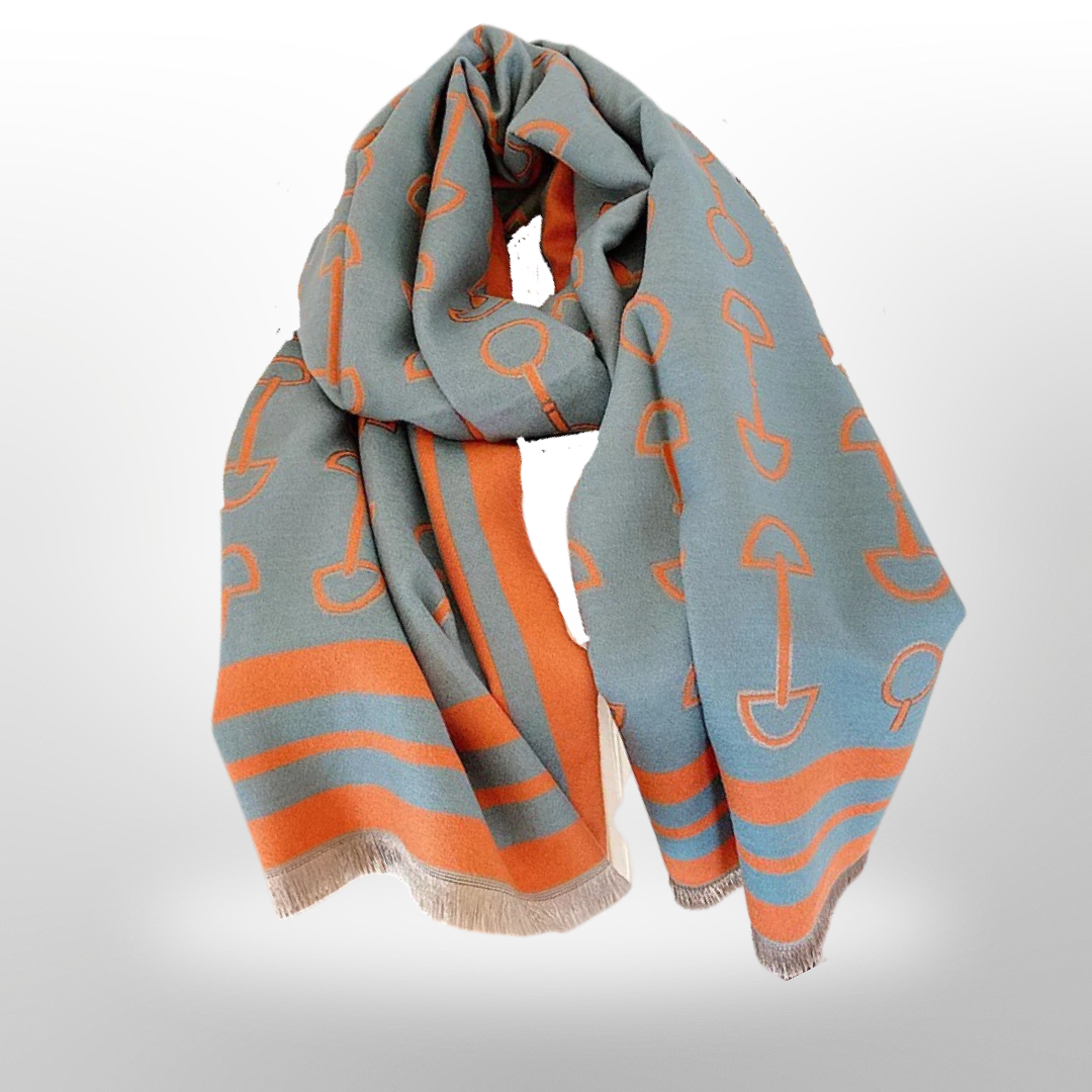Equestrian Snaffle Bit Horse Design Winter Scarf Wrap: Black