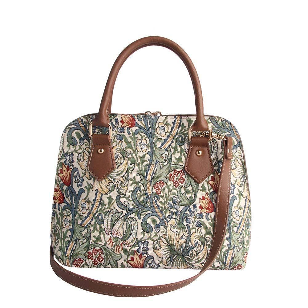 William Morris Golden Lily Convertible Top Handle Purse Handbag