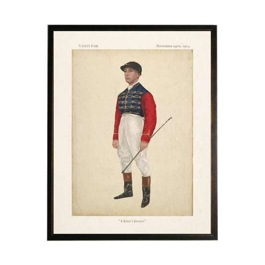 Vintage Vanity Fair Jockey Illustration A: Beaded Black Frame 1315-65 / 12" X 16"