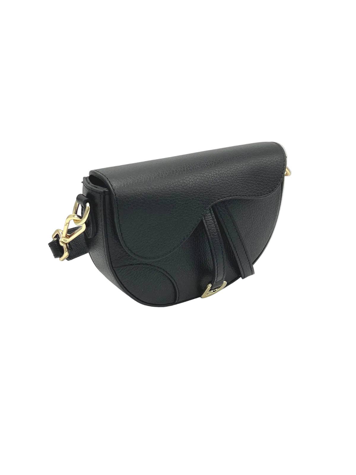 Women's Genuine Leather Shoulder Bag, Made in Italy, art. 112736: Black