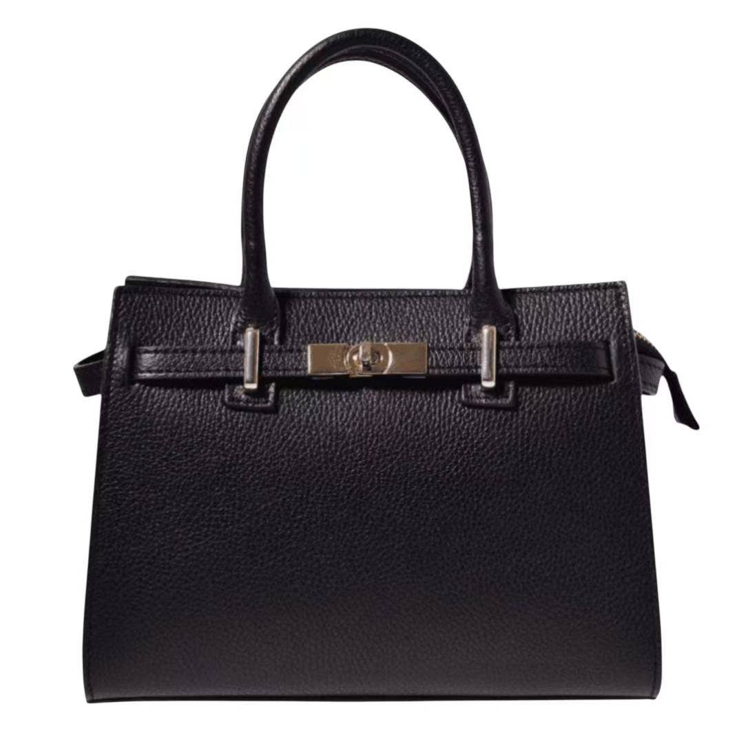 Modarno "Gina" handbag and shoulder bag in genuine leather 28x14x20cm: Dark Brown